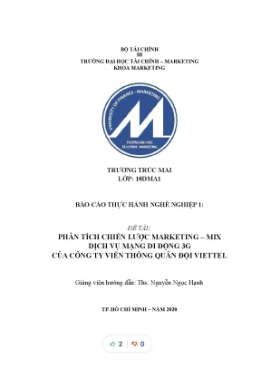 Tiểu luận phân tích chiến lược marketing mix dịch vụ mạng di động 3g của công ty viễn thông quân đội viettel