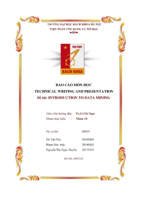Tiểu luận báo cáo môn h c ọ technical writing and presentation đề tài introduction to data mining