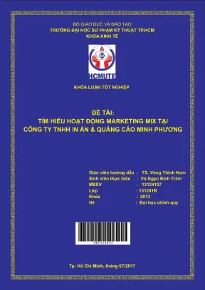 Đồ án hcmute tìm hiểu hoạt động marketing mix tại công ty tnhh in ấn quảng cáo minh phương