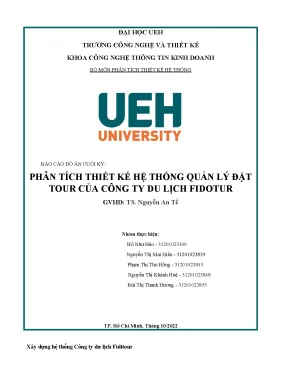 Phân tích thiết kế hệ thống quản lý đặt tour của công ty du lịch fidotur