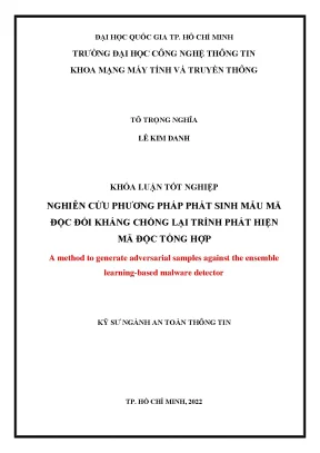 Tiểu luận nghiên cứu phương pháp phát sinh mẫu mã độc đối kháng chống lại trình phát hiện mã độc tổng hợp