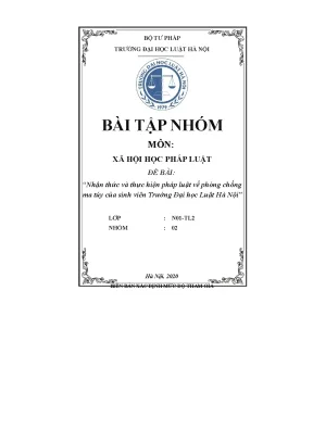 Tiểu luận môn xã hội học pháp luật đề bài nhận thức và thực hiện pháp luật về phòng chống ma túy của sinh viên trường đại học luật hà nội
