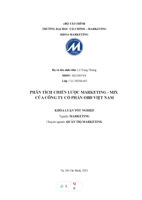 Tiểu luận phân tích chiến lược marketing mix của công ty cổ phần obd việt nam