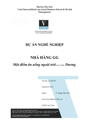Tiểu luận dự án nghề nghiệp nhà hàng gg một điểm ăn uống ngoài trời mới ở bình dương
