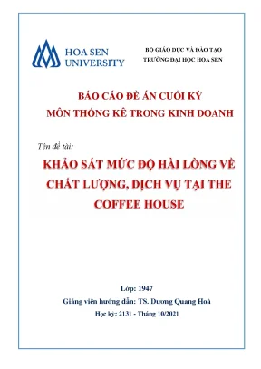 Tiểu luận khảo sát mực độ hài lòng về chất lượng dịch vụ tại the coffee house