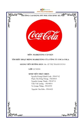 Môn marketing căn bản tìm hiểu hoạt động marketing của công ty coca cola