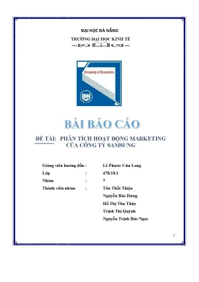 Tiểu luận đề tài phân tích hoạt động marketing của công ty samsung
