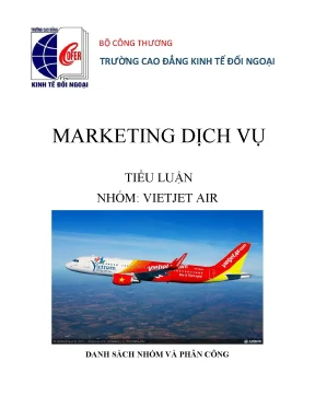 Tiểu luận marketing dịch vụ tiểu luận nhóm vietjet air lịch sử và quá trình phát triển của vietjet air