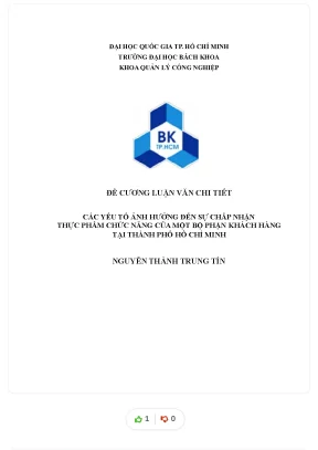 Tiểu luận các yếu tố ảnh hưởng đến sự chấp nhận thực phẩm chức năng của một bộ phận khách hàng tại thành phố hồ chí minh