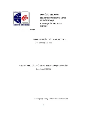 Tiểu luận môn nghiên cứu marketing nhu cầu sử dụng điện thoại cao cấp