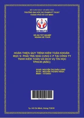 Đồ án hcmute áp dụng thủ tục phân tích trong kiểm toán báo cáo tài chính tại công ty tnhh kiểm toán và dịch vụ tin học tp hcmaisc