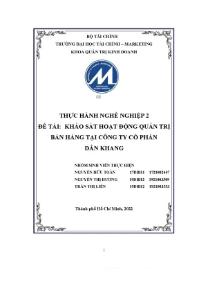 Tiểu luận khảo sát hoạt động quản trị bán hàng tại công ty cổ phần dân khang