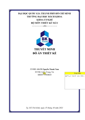 Tiểu luận thuyết minh đồ án thiết kế đề tài đề số 17 thiết kế hệ thống dẫn động xích tải
