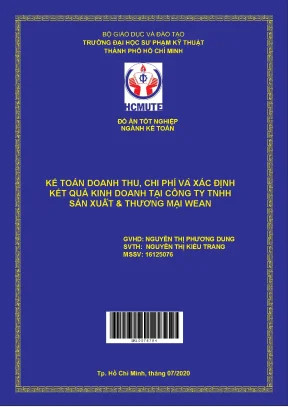 Đồ án hcmute kế toán doanh thu chi phí và xác định kết quả kinh doanh tại công ty tnhh sản xuất thương mại wean