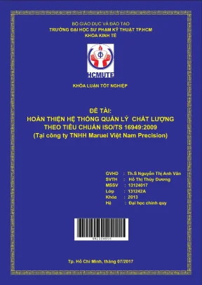 Đồ án hcmute hoàn thiện hệ thống quản lý chất lượng theo tiêu chuẩn iso ts 16949 2009 tại công ty tnhh maruei việt nam precision