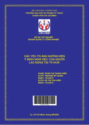 Đồ án hcmute các yếu tố ảnh hưởng đến ý định nghỉ việc của người lao động tại tp hcm
