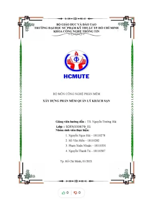 Công nghệ phần mềm xây dựng phần mềm quản lý khách sạn