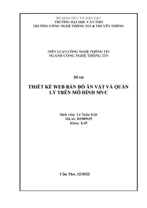 Niên luận công nghệ thông tin ngành công nghệ thông tin đề tài thiết kế web bán đồ ăn vặt và quản lý trên mô hình mvc