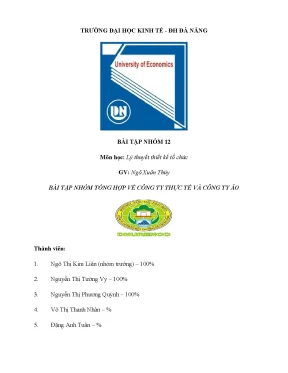 Tiểu luận môn học lý thuyết thiết kế tổ chức bài tập nhóm tổng hợp về công ty thực tế và công ty ảo