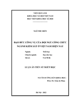 Đạo đức công vụ của đội ngũ công chức ngành kiểm sát ở việt nam hiện nay
