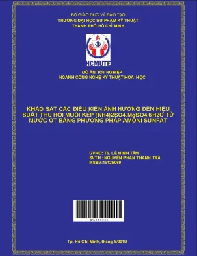 Đồ án hcmute khảo sát các điều kiện ảnh hưởng đến hiệu suất thu hồi muối kép nh42so4 mgso4 6h2o từ nước ót bằng phương pháp amoni sunfat