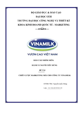 Tiểu luận báo cáo nhóm môn hành vi ngƣời tiêu dùng đề tài chiến lƣợc marketing mix cho công ty vinamilk