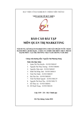 Tiểu luận kế hoạch marketing cho sản phẩm nước mắm hạnh phúc 60 độ đạm công ty tnhh chế biến thực phẩm hạnh phúc tại thị trường việt nam trong năm 2021