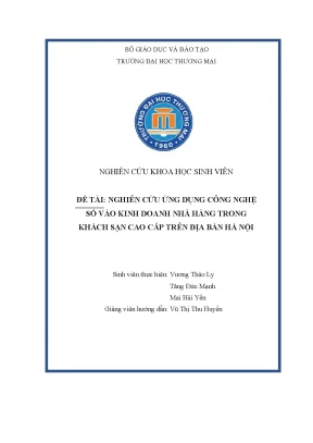 Tiểu luận thảo luận nhóm tmu nghiên cứ ứ u ng dụng công nghệ số vào kinh doanh nhà hàng trong khách s n cao c a bàn hà n i