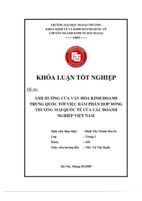 Tiểu luận ả ở ủ văn nh hƣ ng c a hóa kinh doanh trung quốc tới việc đàm phán hợp đồng thƣơng ạ ố ủ m i qu c tế c a doanh các nghiệp vi t n ệ am