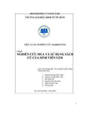 Tiểu luận nghiên cứu marketing chủ đề nghiên cứu mua và sử dụng sách cũ của sinh viên ueh