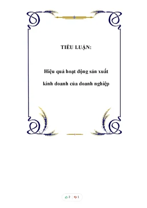 Tiểu luận tiểu luận hiệu quả hoạt động sản xuất kinh doanh của doanh nghiệp