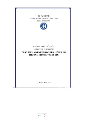 Tiểu luận tiểu luận môn marketing chiến lược phân tích marketing chiến lược cho thương hiệu bột giặt lix