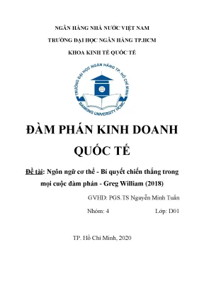Tiểu luận ngôn ngữ cơ thể bí quyết chiến thắng trong mọi cuộc đàm phán greg william 2018