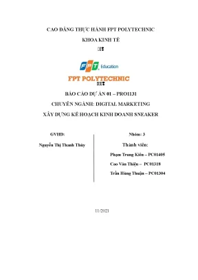 Tiểu luận báo cáo dự án 01 pro1131 chuyên ngành digital marketing xây dựng kế hoạch kinh doanh sneaker