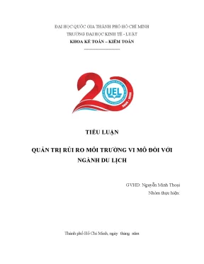 Tiểu luận tiểu luận quản trị rủi ro môi trường vi mô đối với ngành du lịch