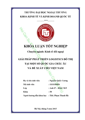 Giải pháp phát triển logistics đô thị tại một số quốc gia châu âu và đề xuất cho việt nam
