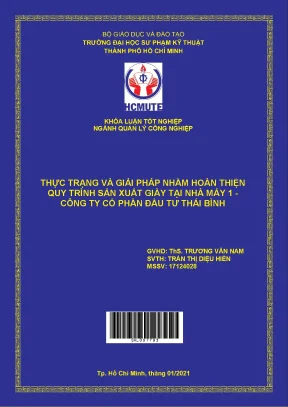 Đồ án hcmute thực trạng và giải pháp nhằm hoàn thiện quy trình sản xuất giày tại nhà máy 1 công ty cổ phần đầu tư thái bình