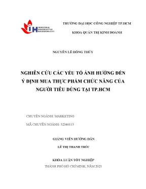 Tiểu luận nghiên cứu các yếu tố ảnh hưởng đến ý định mua thực phẩm chức năng của người tiêu dùng tại tp hcm