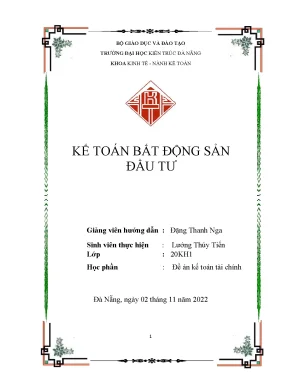 Tiểu luận kế toán bất động sản đầu tư