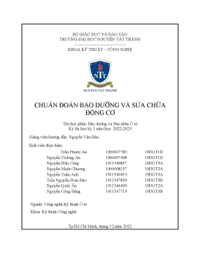 Chuẩn đoán bảo dưỡng và sửa chữa động cơ học phần bảo dưỡng và sửa chữa ô tô