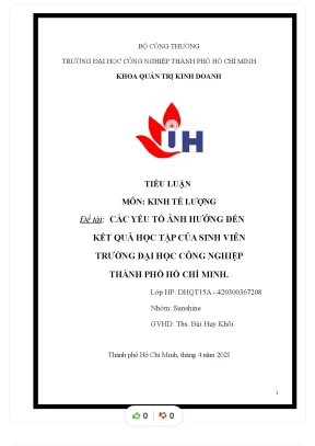 Đề tài các yếu tố ảnh hưởng đến kết quả học tập của sinh viên trường đại học công nghiệp thành phố hồ chí minh