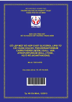 Hcmute cô lập một số hợp chất glycerol lipid từ cây xuân hoa ðỏ pseuderanthemum carruthersii seem guill var atropurpureum bull fosb họ ô rô acanthaceae