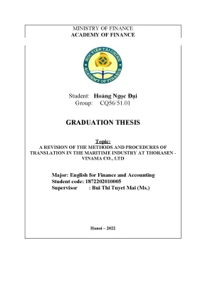 A revision of the methods and procedures of translation in the maritime industry at thorasen vinama co ltd