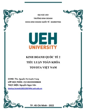 Tiểu luận kinh doanh quốc tế 2 tiểu luận toàn khóa toyota việt nam phân tích pestle cho toyota việt nam phân tích môi trường bên trong đối với aeon mall việt nam
