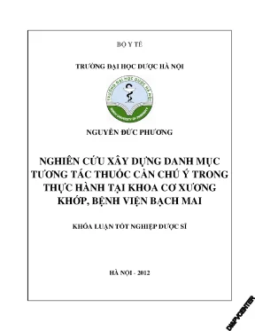 Tiểu luận nghiên cứu xây dựng danh mục tương tác thuốc cần chú ý trong thực hành tại khoa cơ xương khớp bệnh viện bạch mai