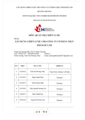 Môn quản trị chiến lược đề tài xây dựng chiến lược cho công ty cổ phần thực phẩm sữa th