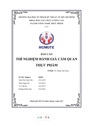 Báo cáo thí nghiệm đánh giá cảm quan thực phẩm bài 1 các phép thử huấn luyện cảm giác