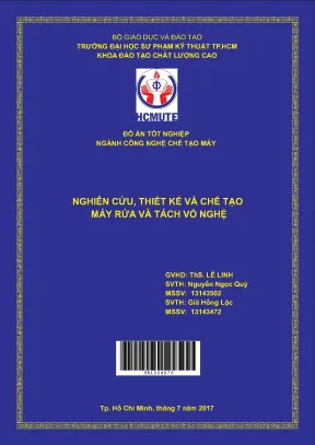 Đồ án hcmute nghiên cứu thiết kế và chế tạo máy rửa và tách vỏ nghệ