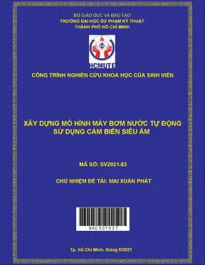 Hcmute xây dựng mô hình máy bơm nước tự động sử dụng cảm biến siêu âm