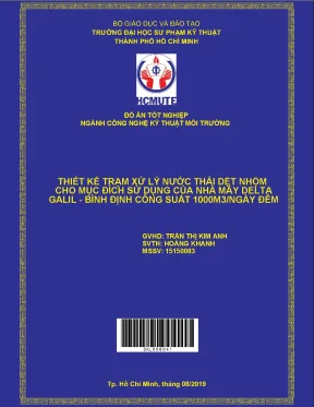 Đồ án hcmute thiết kế trạm xử lý nước thải dệt nhuộm cho mục đích sử dụng của nhà máy delta galil bình định công suất 1000 m3 ngày đêm